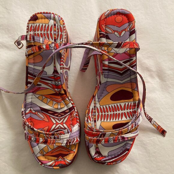 Funky retro wedge shoes - size 7 NWOT - Picture 1 of 5